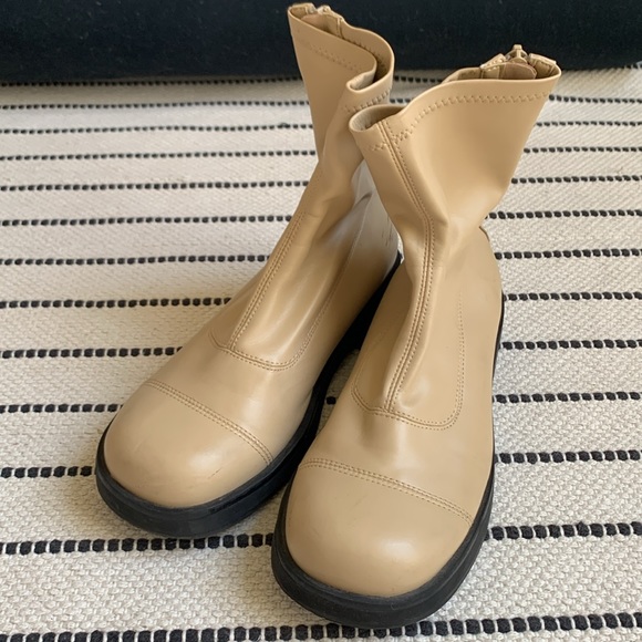 Charles & Keith Round Toe Zip-Up Ankle Boots Sand Size 6/EU36 - Picture 7 of 13